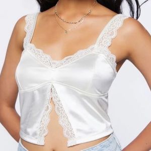 Forever 21 White Satin & Lace Camisole, sz Large